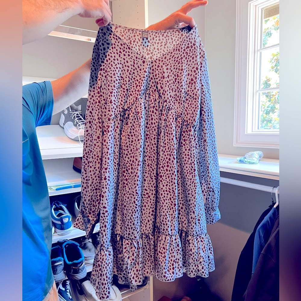Maternity dress new size M blue and black ruffle dress